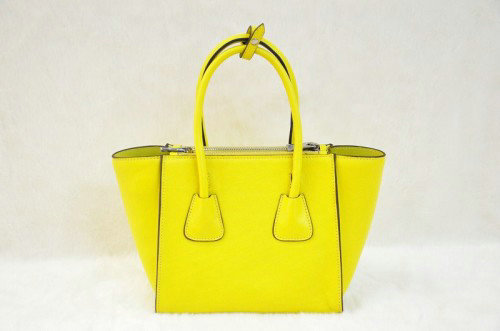 2014 Prada Calf Leather Tote Bag BN2625 Lemonyellow